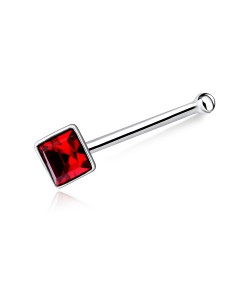 Square Stone Silver Bone Nose Stud NSKD-15